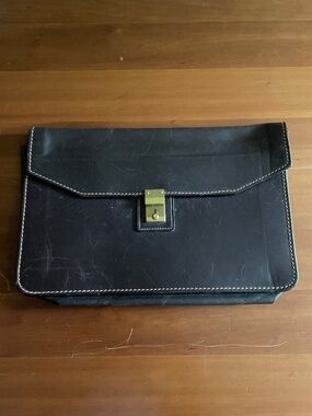 ATLAS of BOSTON Thick Rustic Brown Leather Briefcase / Attache / Portfolio